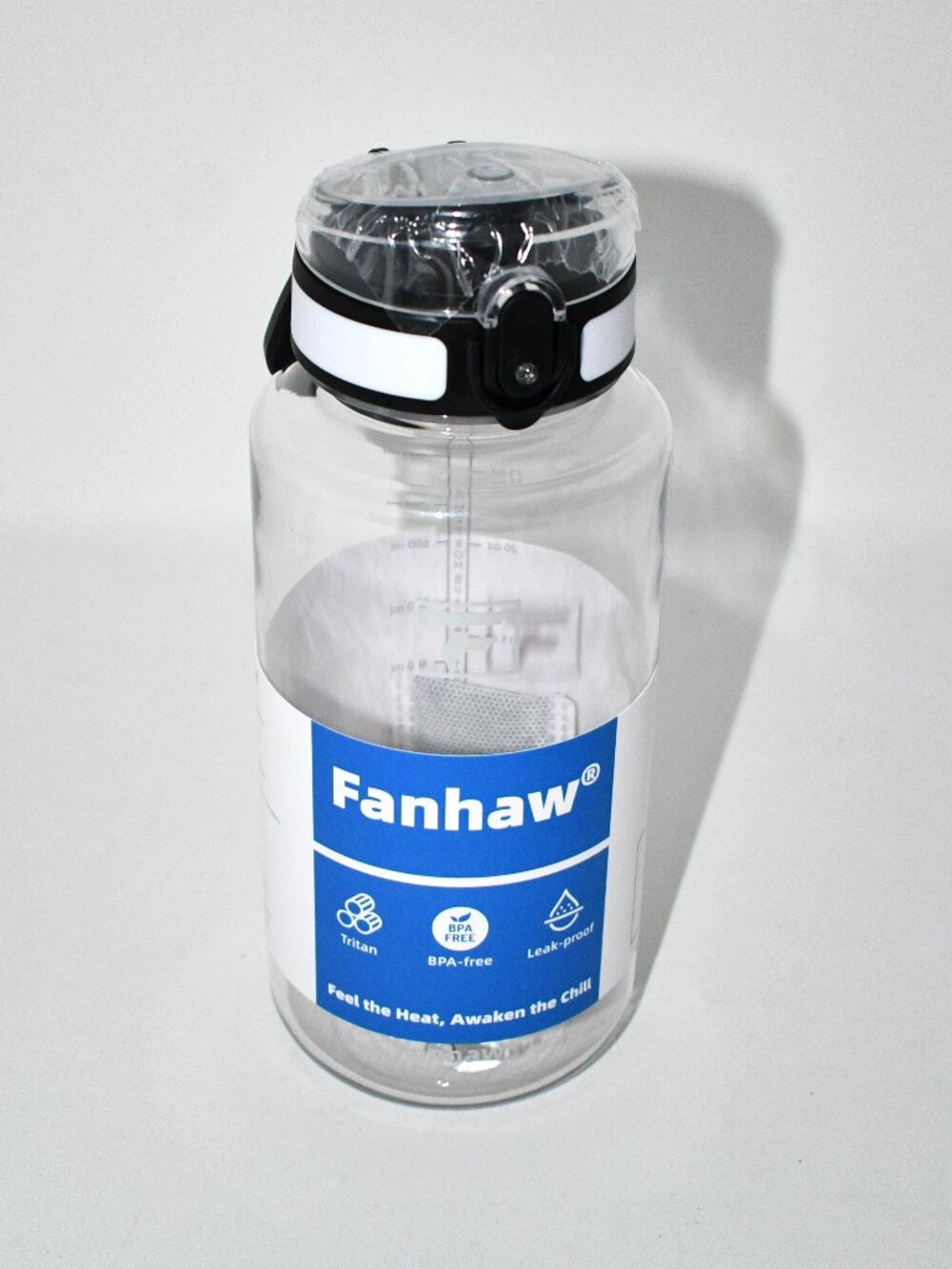 Fanhaw 32oz Clear Water Bottle, Tritan, BPA Free, Anti-Dust, Chug Lid, Clear Whi